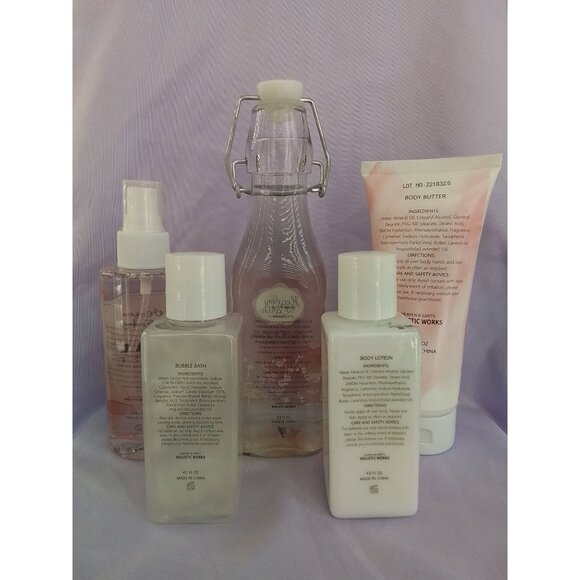 Heaven & Earth Peach & Lotus Body Care Set Mist Shower Gel Lotion Bubble Bath - Picture 2 of 2